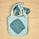 Dark and light cyan Crochet Sling Bag