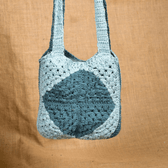 Dark and light cyan Crochet Sling Bag 