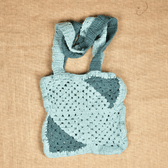 Gray and Cyan  Crochet Sling Bag