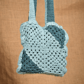 Gray and Cyan  Crochet Sling Bag - front