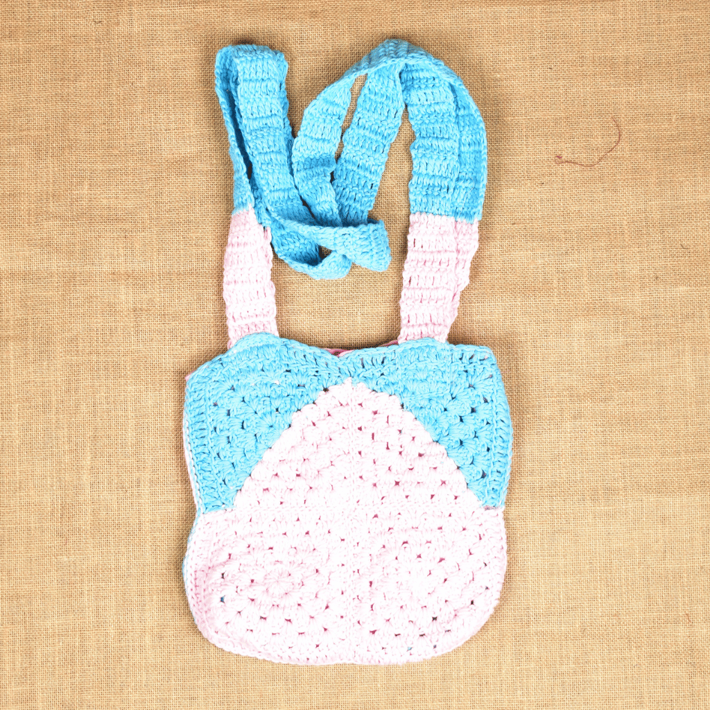 Pink and Blue Crochet Sling Bag
