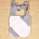 Grey and Pink Crochet Sling Bag