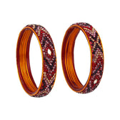 Pair of Broad Lac bangles in Maroon & Pink Tones
