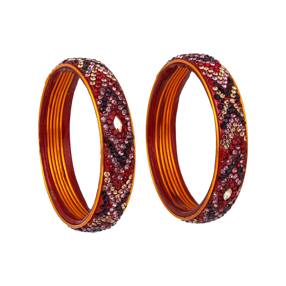 Pair of Broad Lac bangles in Maroon & Pink Tones