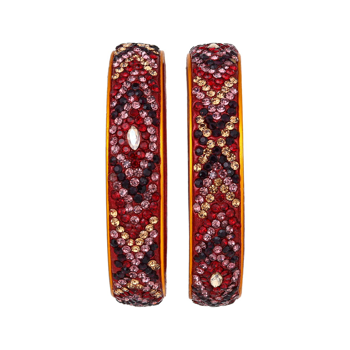 Pair of Broad Lac bangles in Maroon & Pink Tones