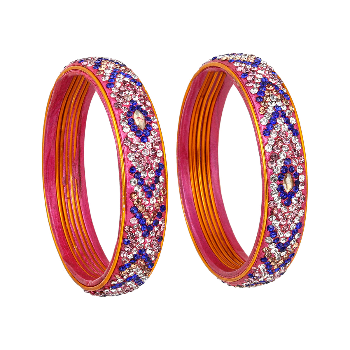 Pair of broad bangles in blue and white tones