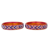 Pair of broad bangles in blue and white tones