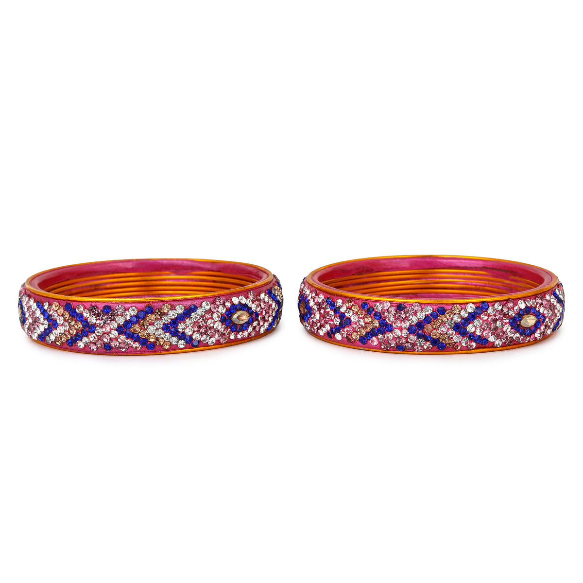 Pair of broad bangles in blue and white tones