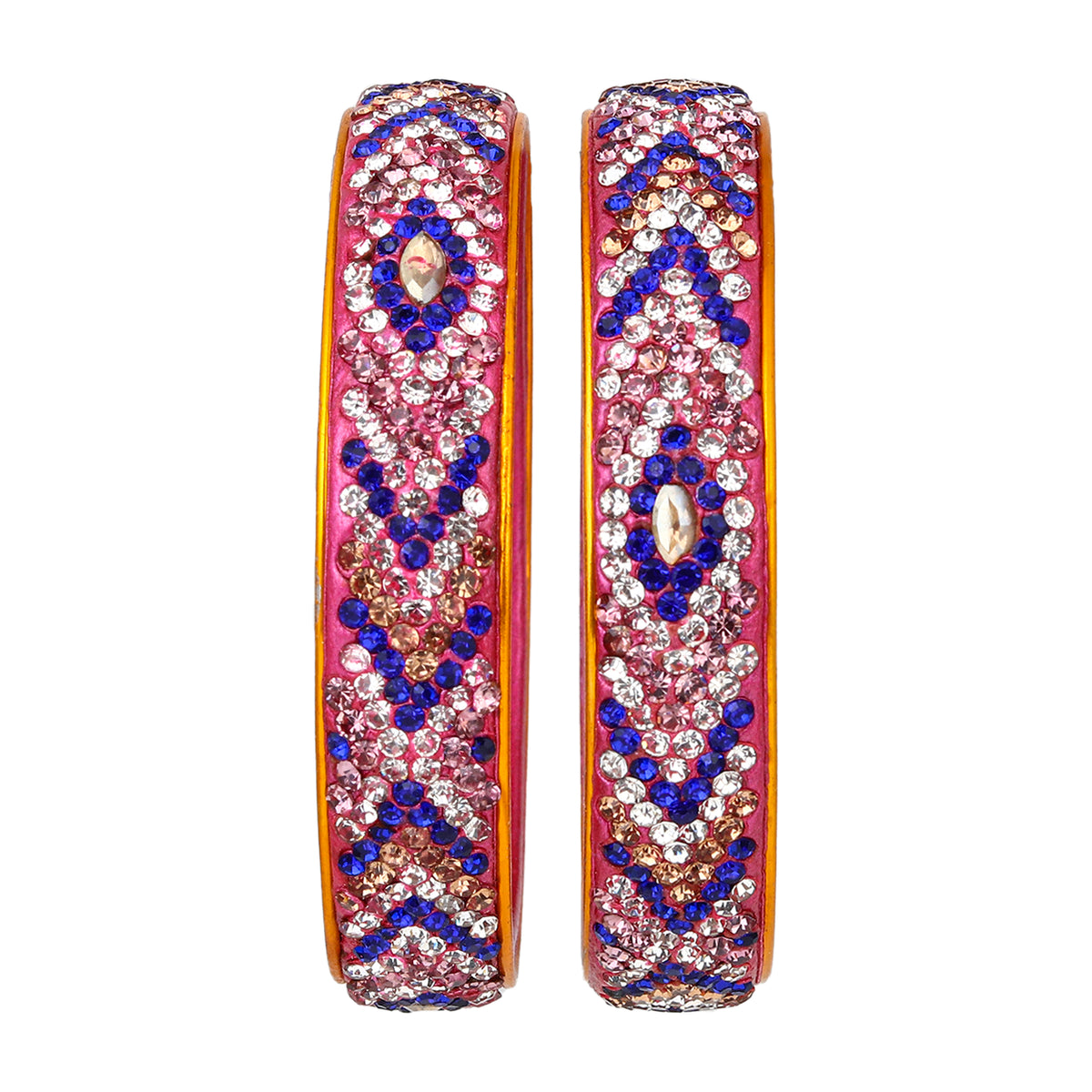 Pair of broad bangles in blue and white tones
