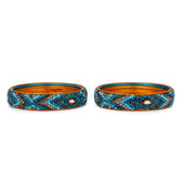 Pair of broad Lac Bangles in Blue and Black tones