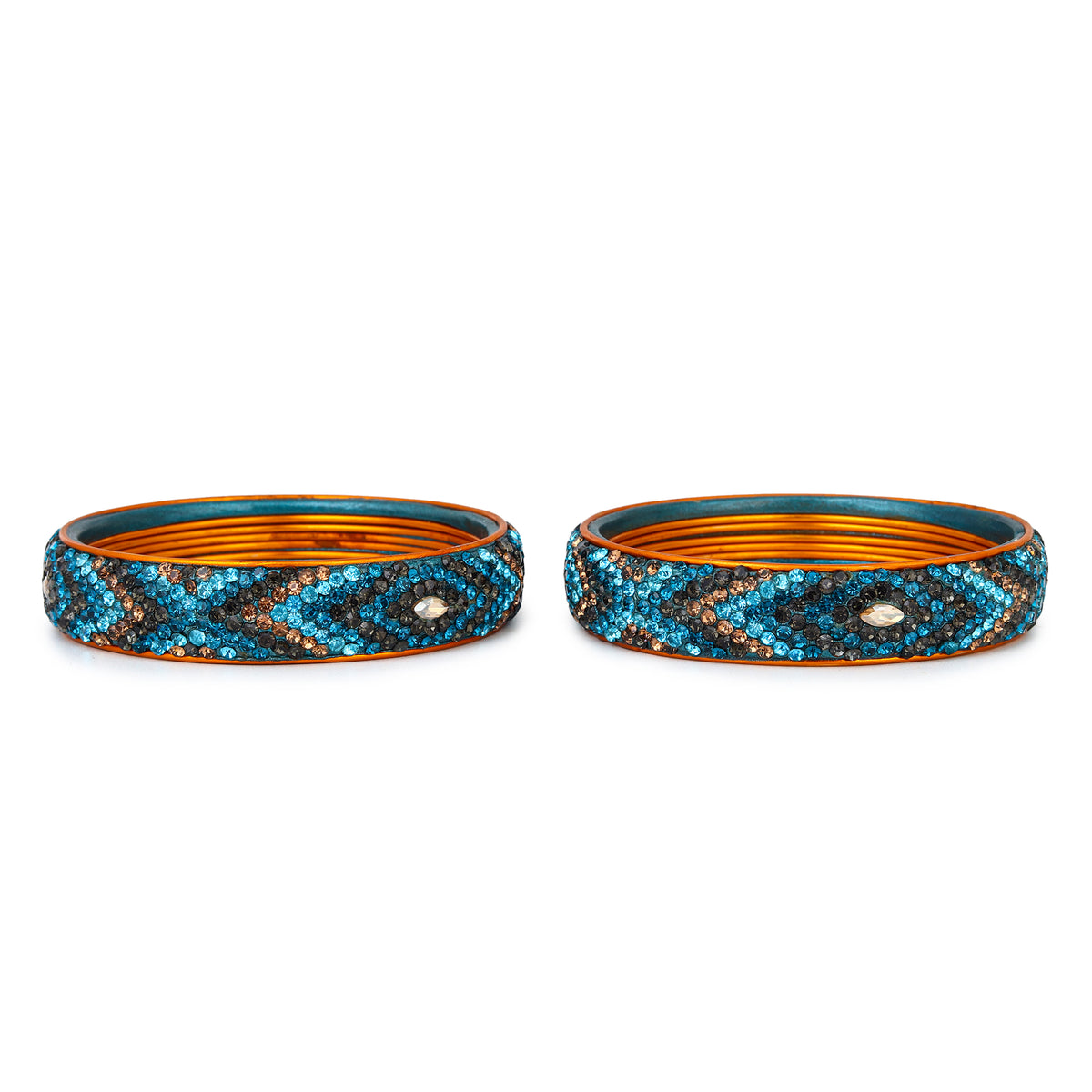 Pair of broad Lac Bangles in Blue and Black tones