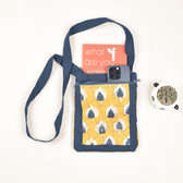 Yellow kalamkari cotton sling bag - front