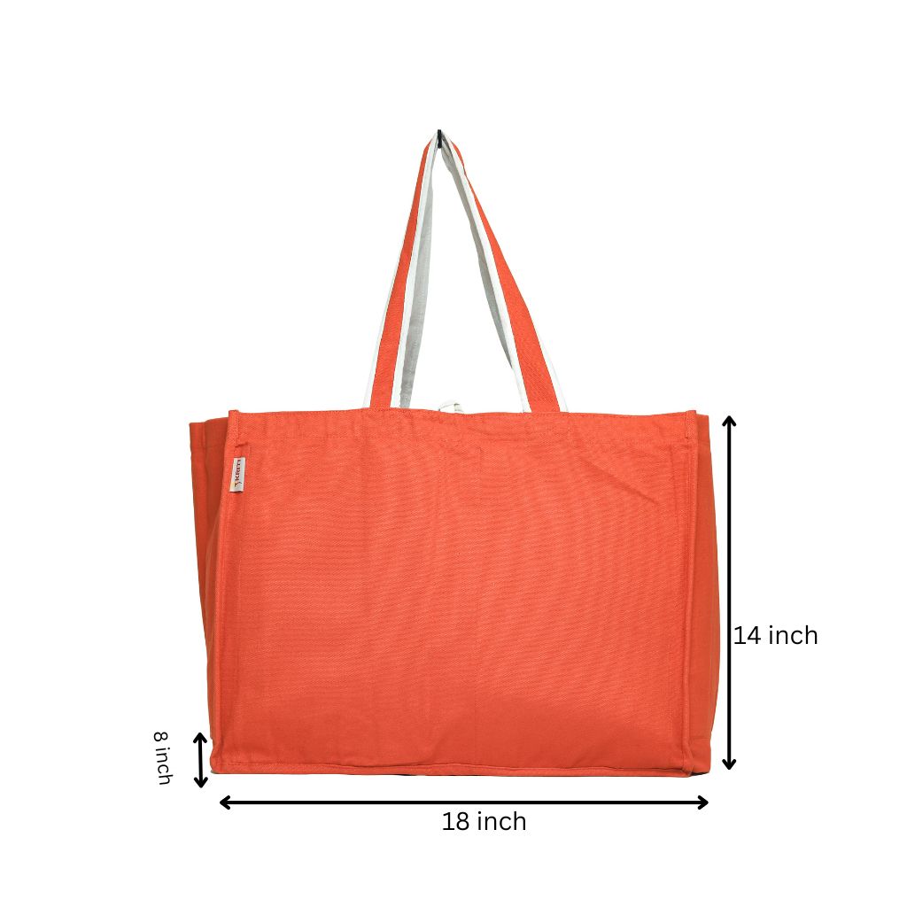 Strong orange canvas vegetable shopping bag