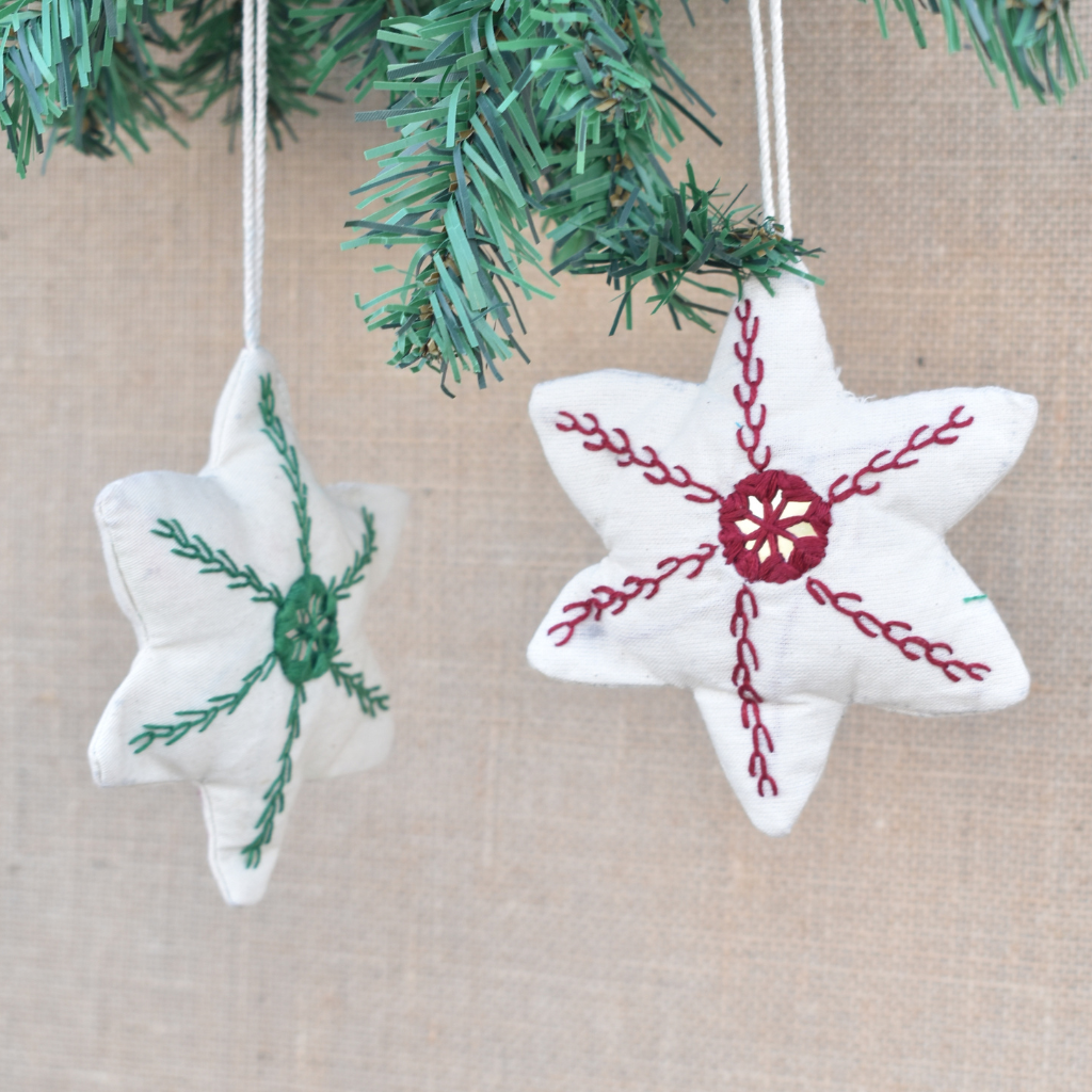 Christmas decorations - embroidery christmas stars - set of two