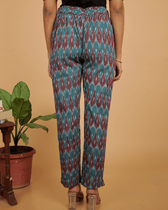 Sky blue ikat pant for women - back