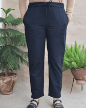 Black Cotton Pant with Two Pockets - front
