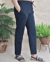 Black Cotton Pant with Two Pockets - Side