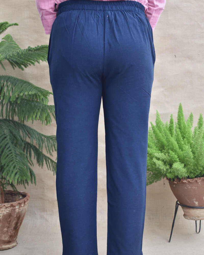 Blue cotton pant with two pockets