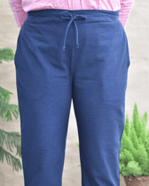 Blue cotton pant with two pockets - drawstring