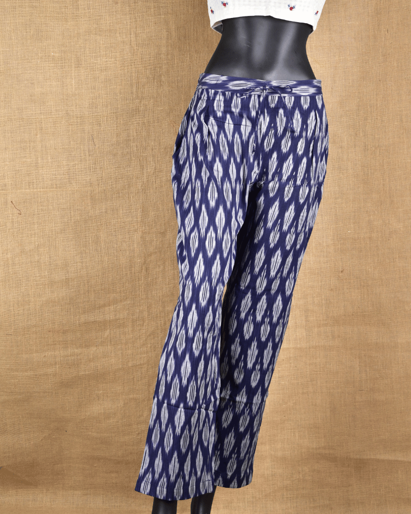 Indigo Ikat Cotton Women’s Straight Pant 