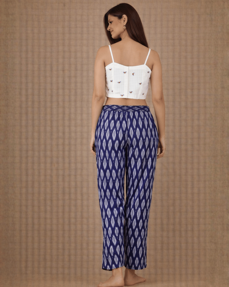 Indigo Ikat Cotton Women’s Straight Pant - back