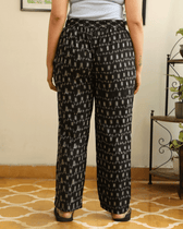 Black Ikat Cotton Women’s Straight Pant - back