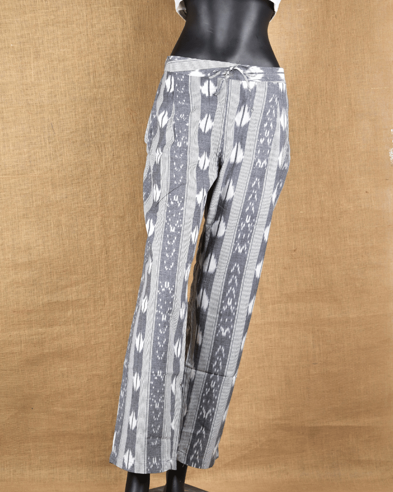 Grey Ikat Cotton Women’s Straight Pant 