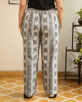 Grey Ikat Cotton Women’s Straight Pant - back