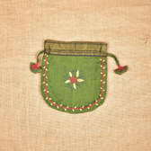 Green Feather Embroidery Potli