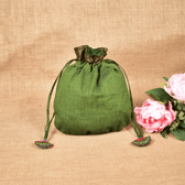 Green Mangalagiri Cotton Embroidered Handloom Potli Bag - back