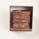 Pair of lac bangles in red & green stones - flower