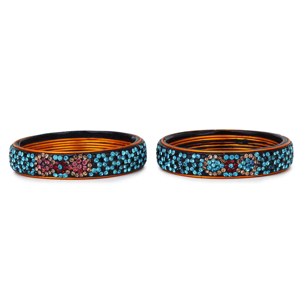 Pair of broad bangles in blue and black tones