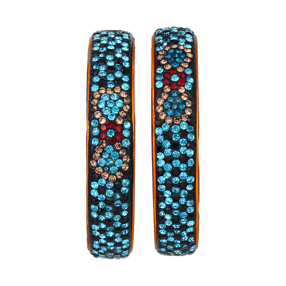 Pair of broad bangles in blue and black tones
