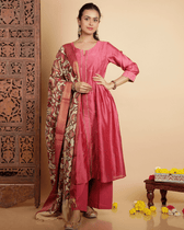 Onion Pink Hand Painted Kalamkari Dupatta