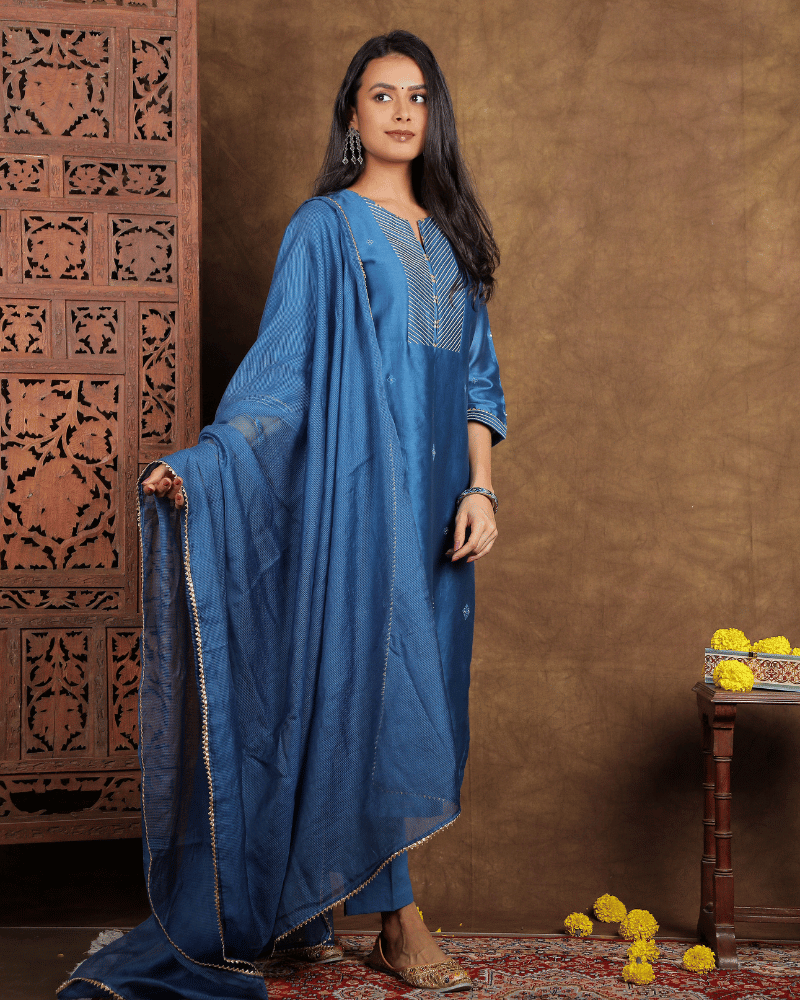 Blue Kota cotton Dupatta