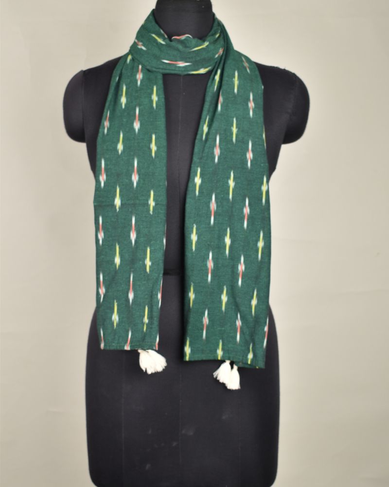 Green Ikat Stole or Ikkat Scarf For Women