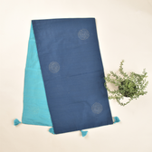Silk reversible festive table runners - blue