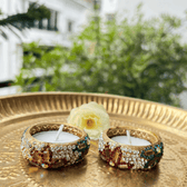 Blue and Maroon Stone Work Tealight Holders – Set of 2