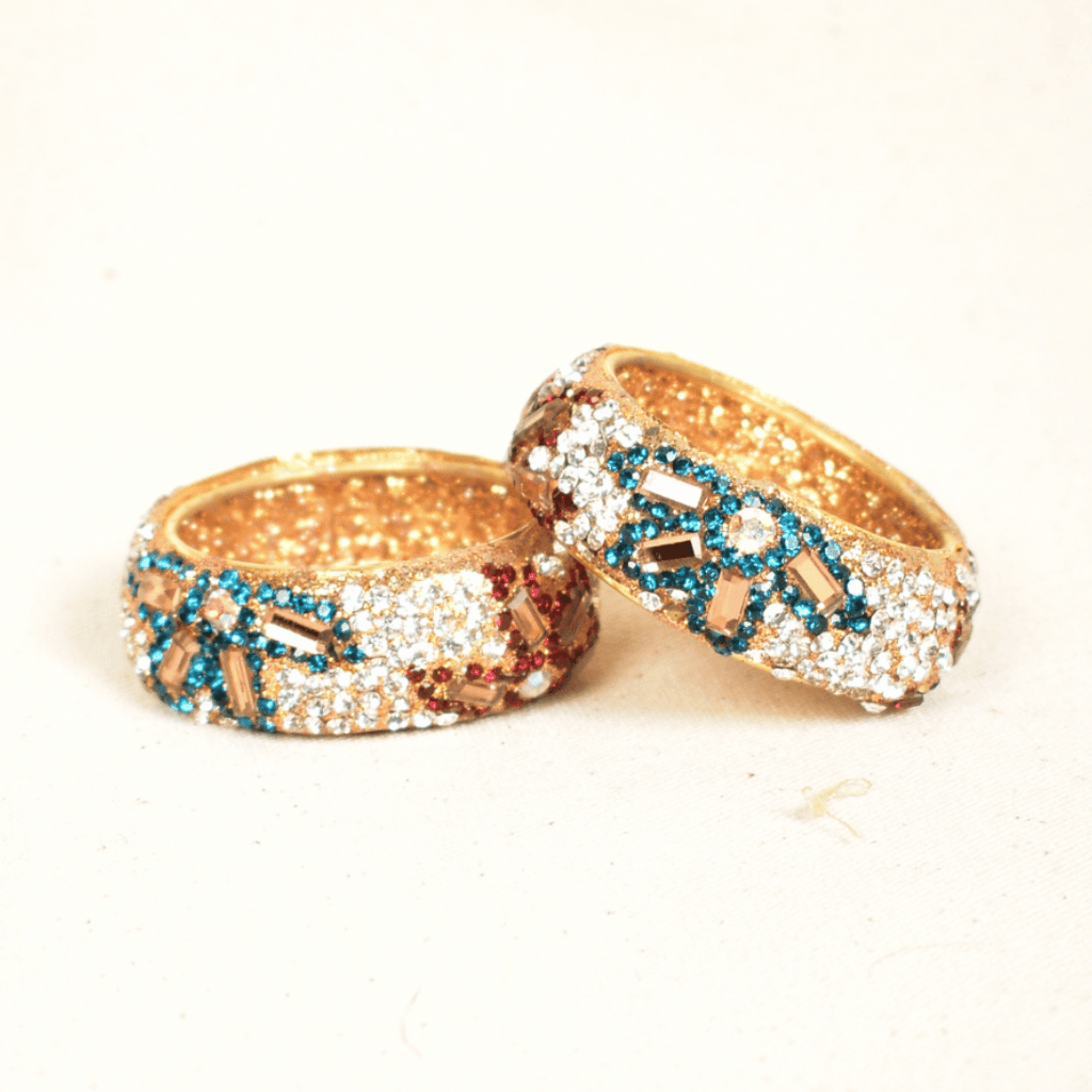 Blue and Maroon Stone Work Tealight Holders – Set of 2