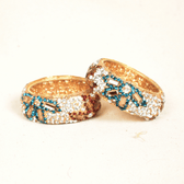 Blue and Maroon Stone Work Tealight Holders – Set of 2
