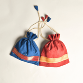 Handloom Potli With Tassels & Contrast Lace