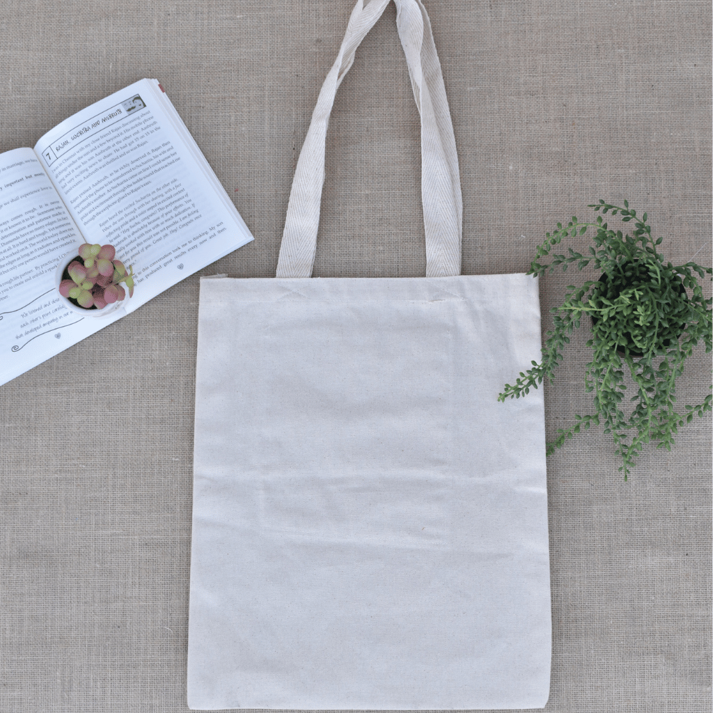 White canvas tote bag - hearts embroidery - Back