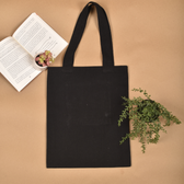 Black canvas tote bag with heart embroidery - back
