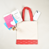Canvas tote bag with red ikat border - front