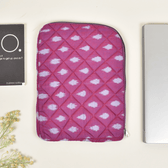Pure cotton eco friendly quilted 12" laptop sleeve - front