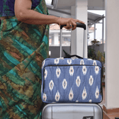 Blue ikat quilted laptop bag - travel
