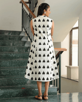 White ikat dress with tassels back view
