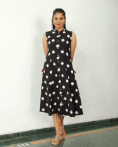 Black ikat women dress front view