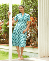 Green ikat midi dress full view
