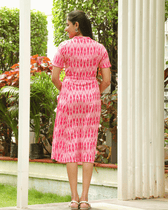 Pink ikat midi dress back view